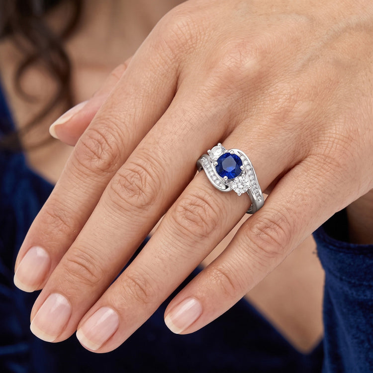 Bijoux de mariage en diamant Bague en saphir de Ceylan rond de 2 carats