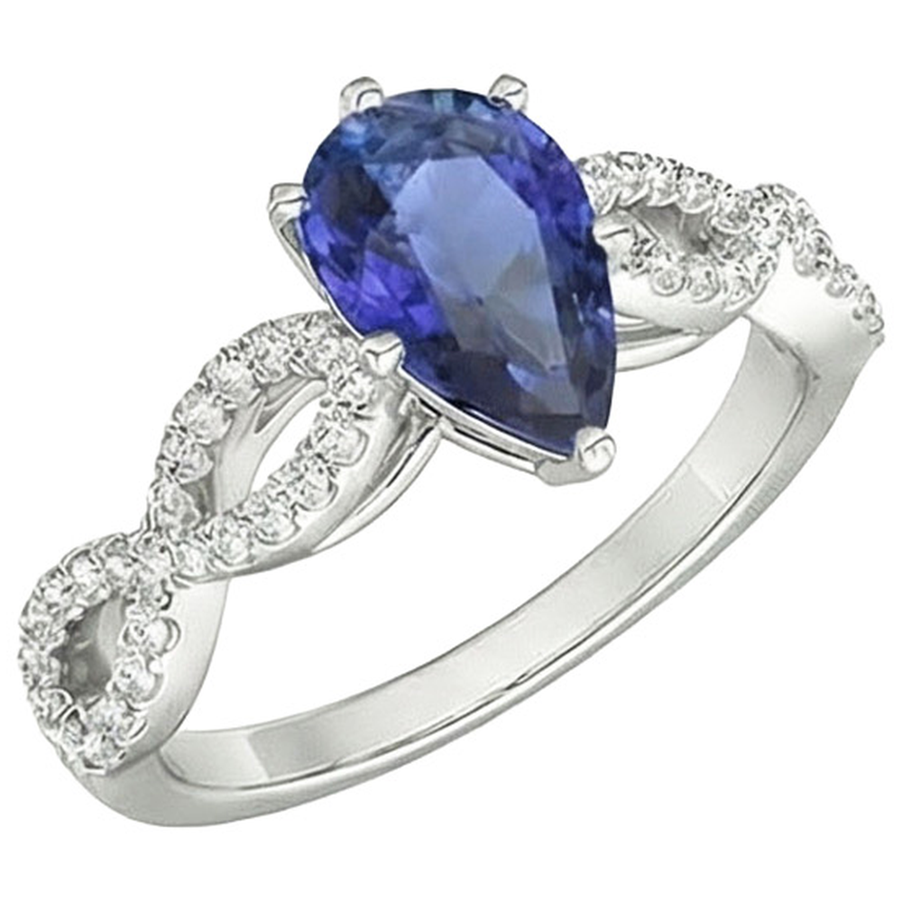 naturel pear diamant 3.50carats bague détail rapproché