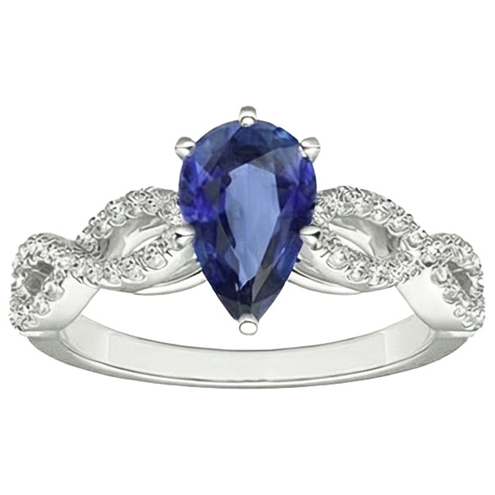 naturel pear diamant 3.50carats bague vue de profil