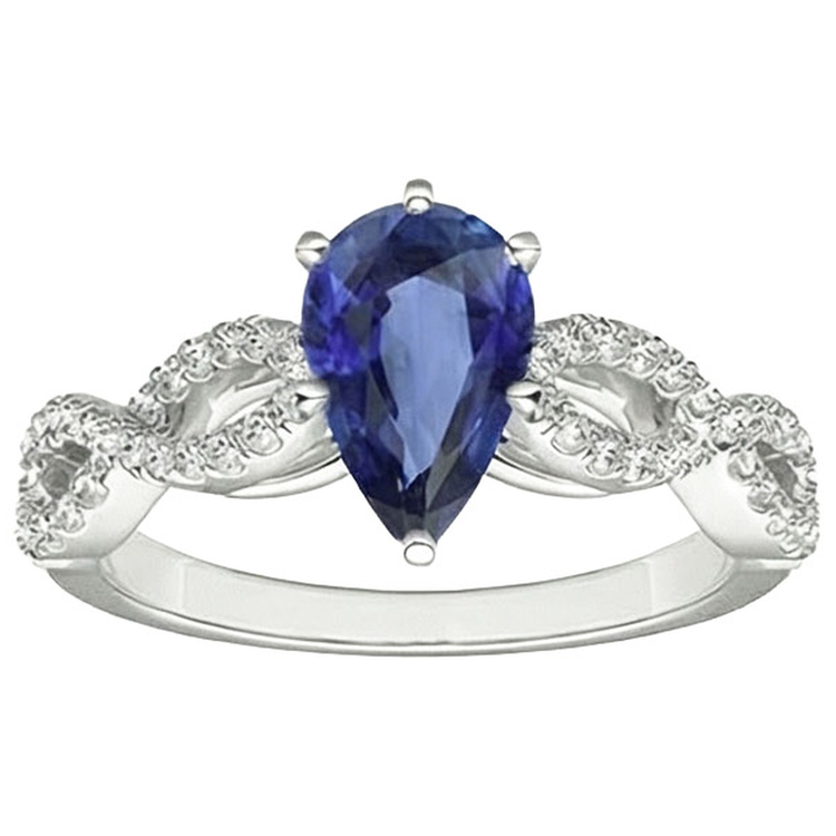 naturel pear diamant 3.50carats bague vue de profil