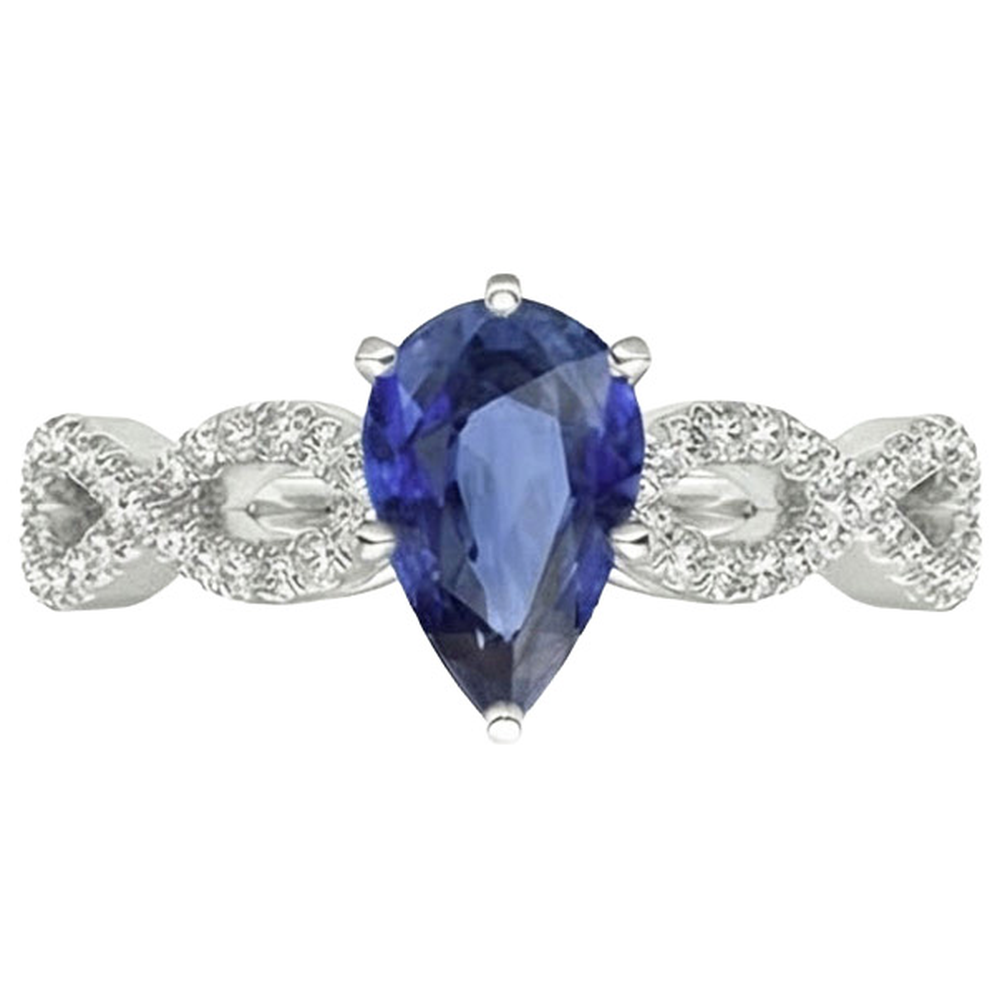 naturel pear diamant 3.50carats bague sur blanc
