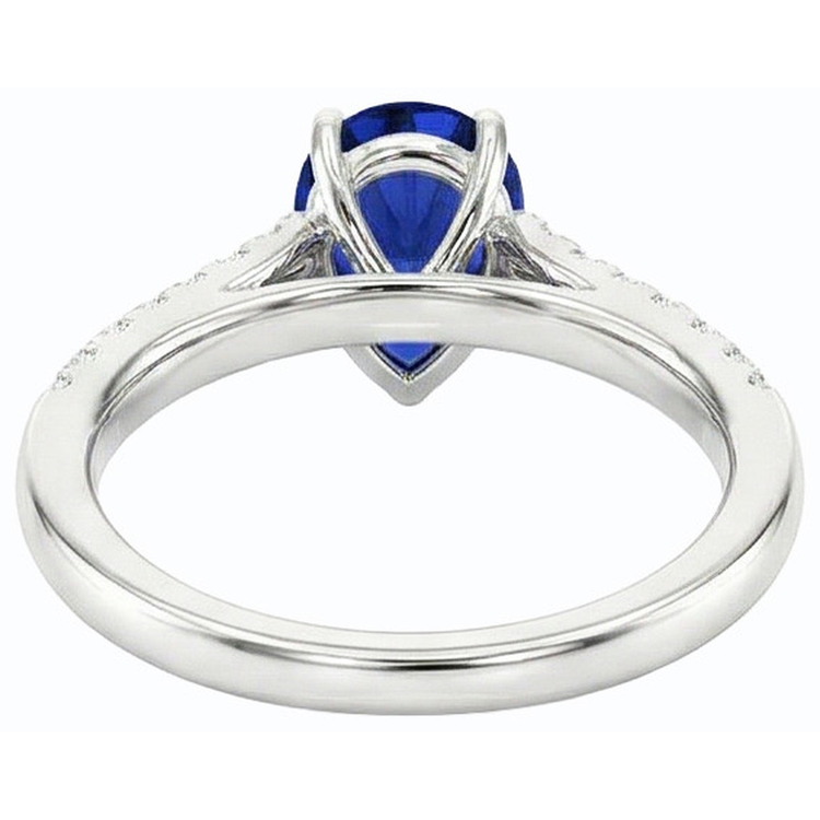 Bijoux en diamant pour femme Bague saphir bleu en forme de poire 3 carats