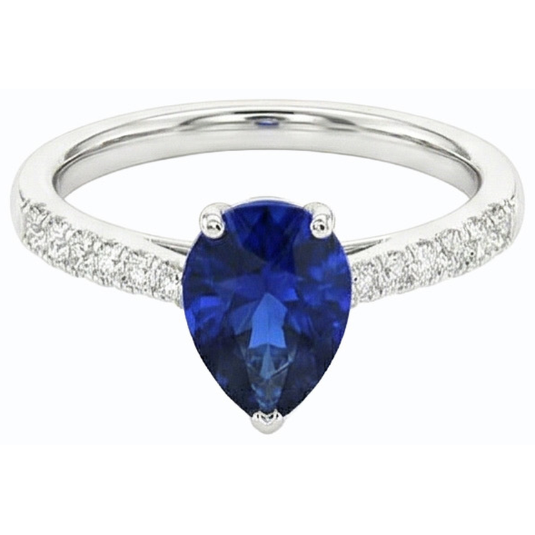 Bijoux en diamant pour femme Bague saphir bleu en forme de poire 3 carats