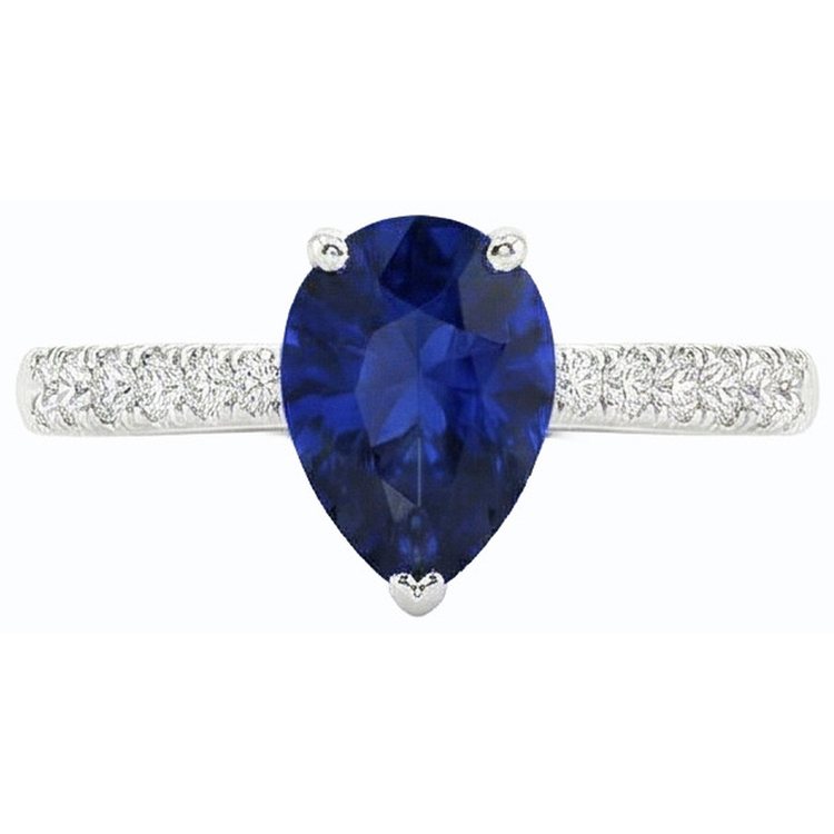 Bijoux en diamant pour femme Bague saphir bleu en forme de poire 3 carats