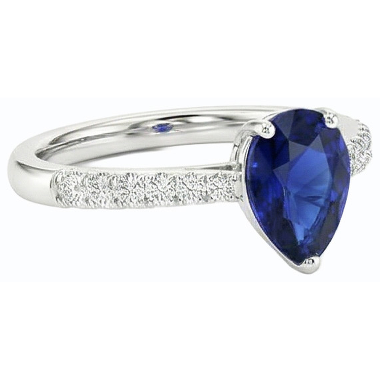 Bijoux en diamant pour femme Bague saphir bleu en forme de poire 3 carats