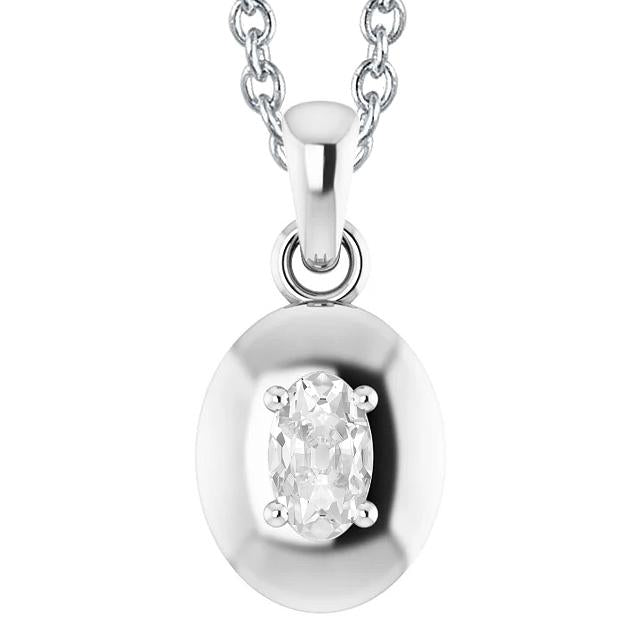 Bijoux en or blanc 14K Pendentif Naturel diamant ovale taille ancienne 1.50 Cartas