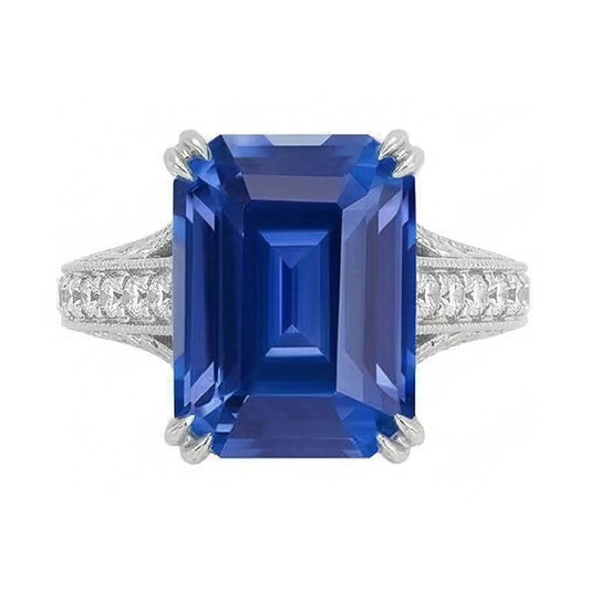 Bijoux en or diamant serti de griffes bague saphir bleu 5 carats millegrain