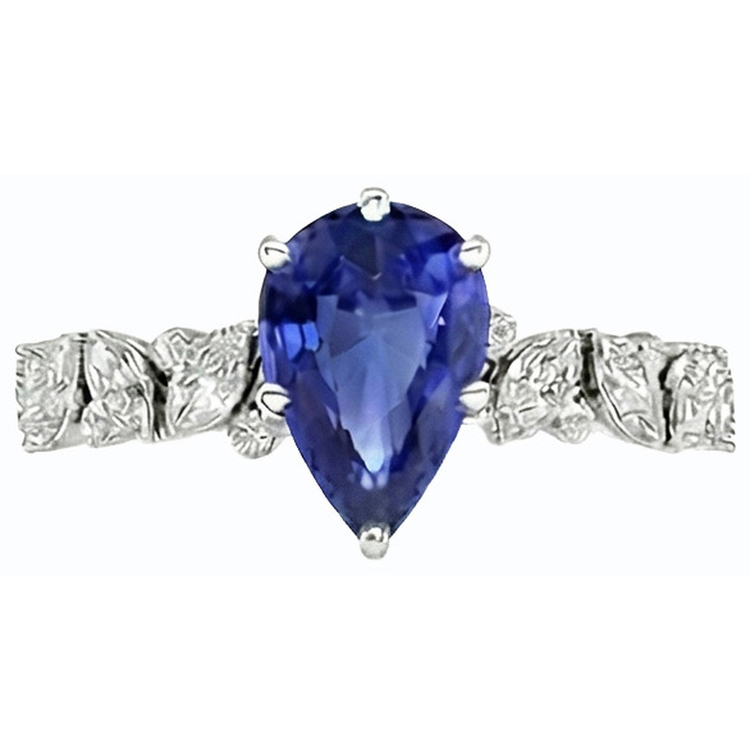 Bijoux en pierres précieuses Bague Saphir Bleu Marquise & Diamants Ronds 3 Carats