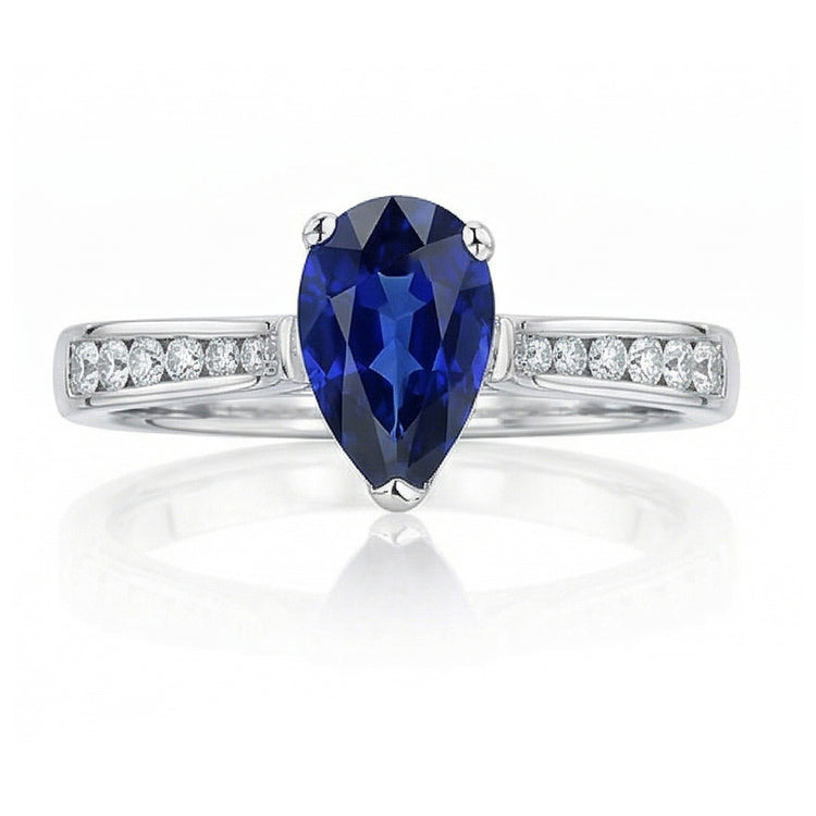 Bijoux en pierres précieuses Bague de Fiançailles Poire Saphir Bleu 2 Carats