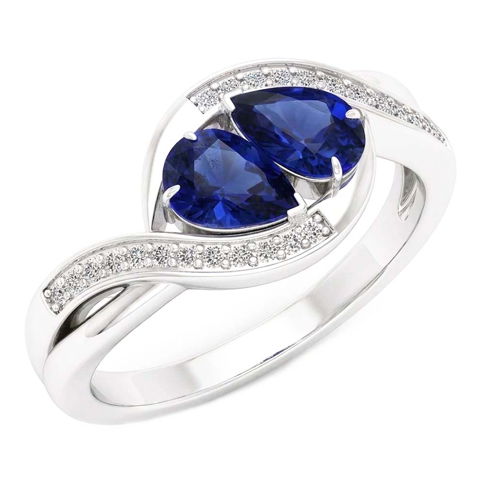 Bijoux en pierres précieuses Bague en saphir bleu poire Style torsadé 1.50 carats