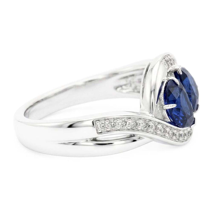 Bijoux en pierres précieuses Bague en saphir bleu poire Style torsadé 1.50 carats