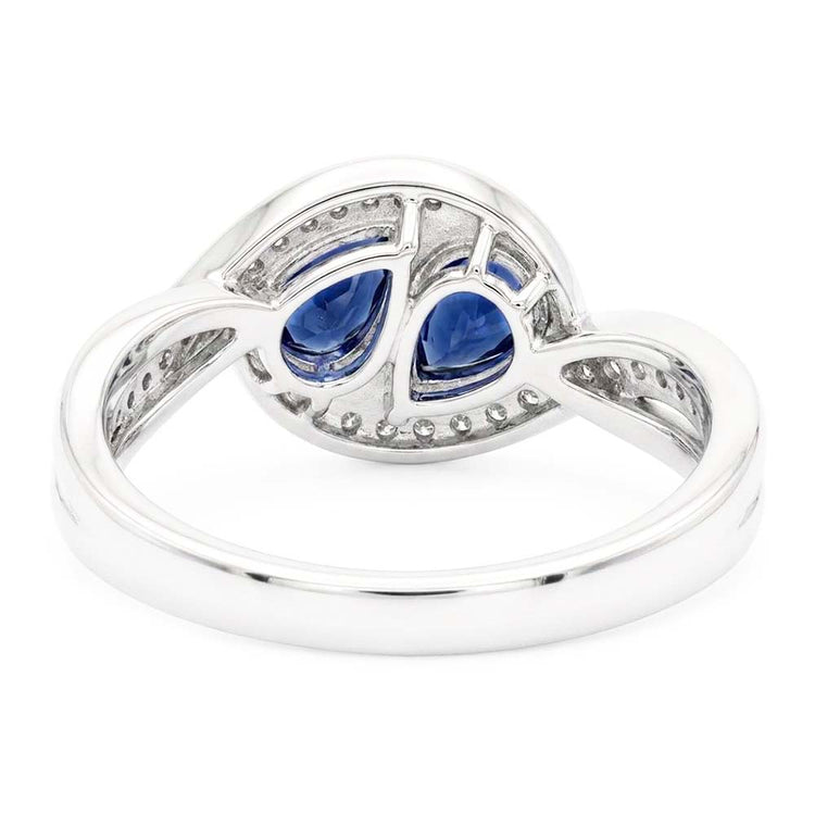 Bijoux en pierres précieuses Bague en saphir bleu poire Style torsadé 1.50 carats