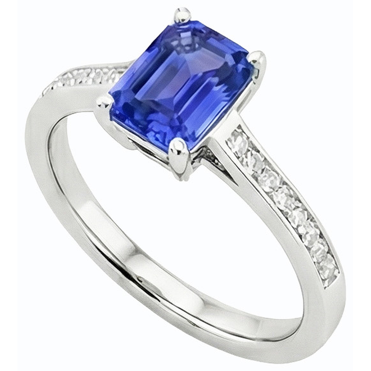 Bijoux en pierres précieuses Bague en saphir de Ceylan sertie de diamants 2 carats