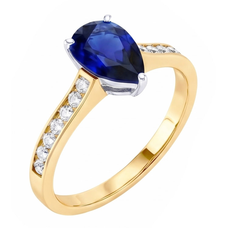 Bijoux en pierres précieuses Bague en saphir de Ceylan sertie de diamants 4 carats