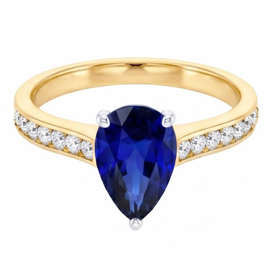 Bijoux en pierres précieuses Bague en saphir de Ceylan sertie de diamants 4 carats
