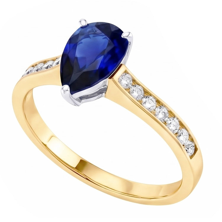 Bijoux en pierres précieuses Bague en saphir de Ceylan sertie de diamants 4 carats