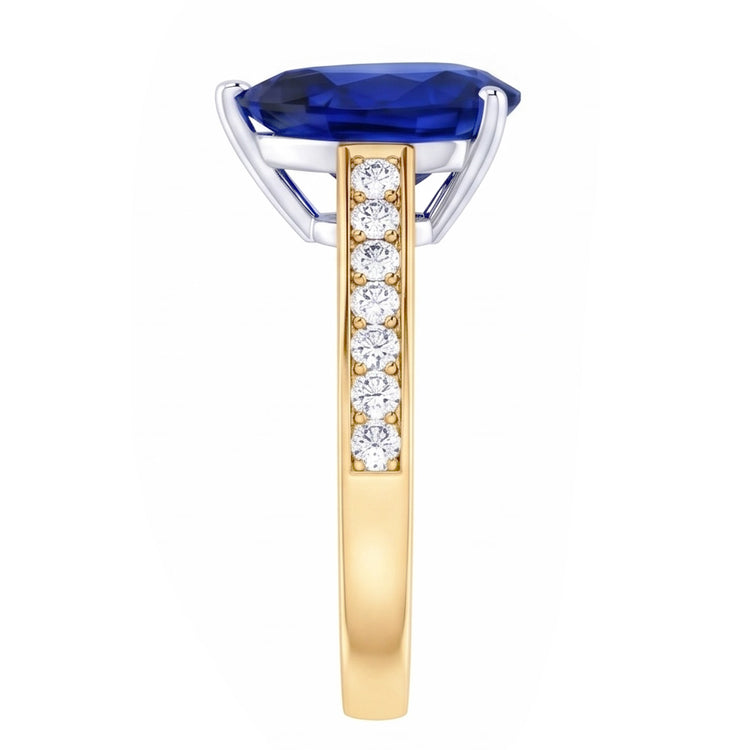 Bijoux en pierres précieuses Bague en saphir de Ceylan sertie de diamants 4 carats