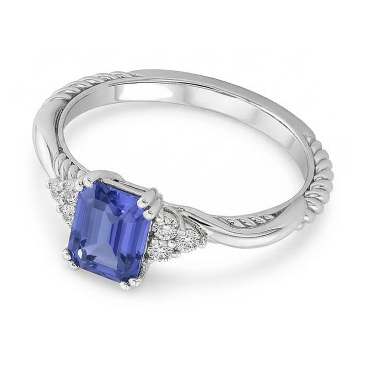 Bijoux en pierres précieuses Bague en saphir émeraude Style corde torsadée 2 carats