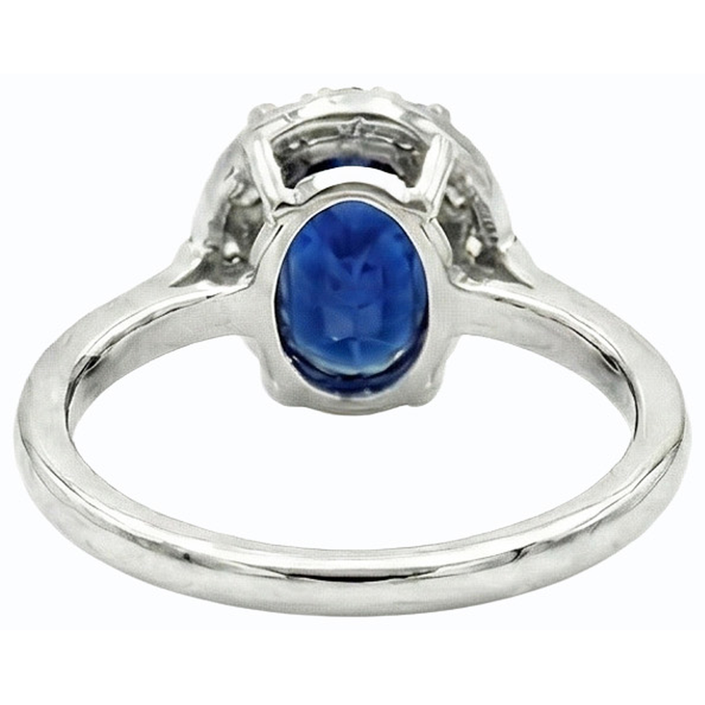 naturel oval saphir 2.50carats bague angle de côté