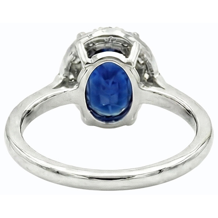 naturel oval saphir 2.50carats bague angle de côté