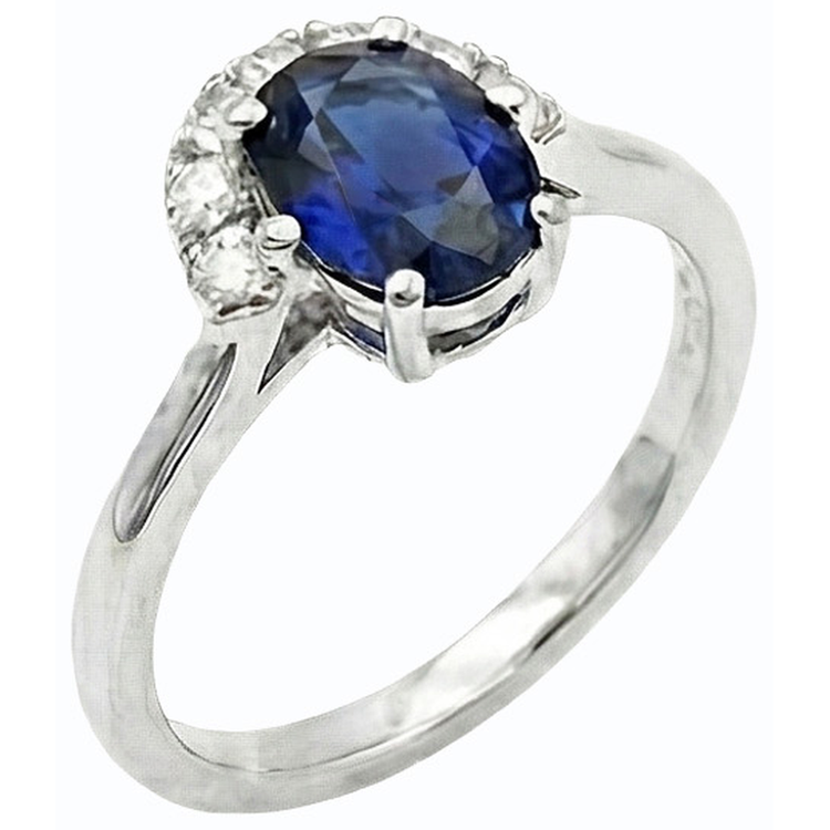 naturel oval saphir 2.50carats bague détail rapproché