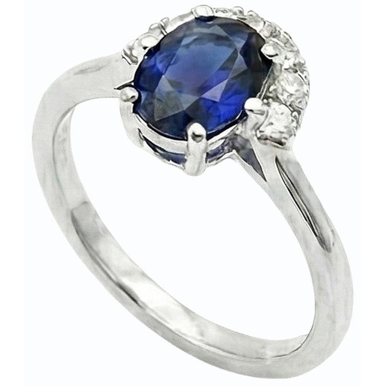 naturel oval saphir 2.50carats bague vue de dessus