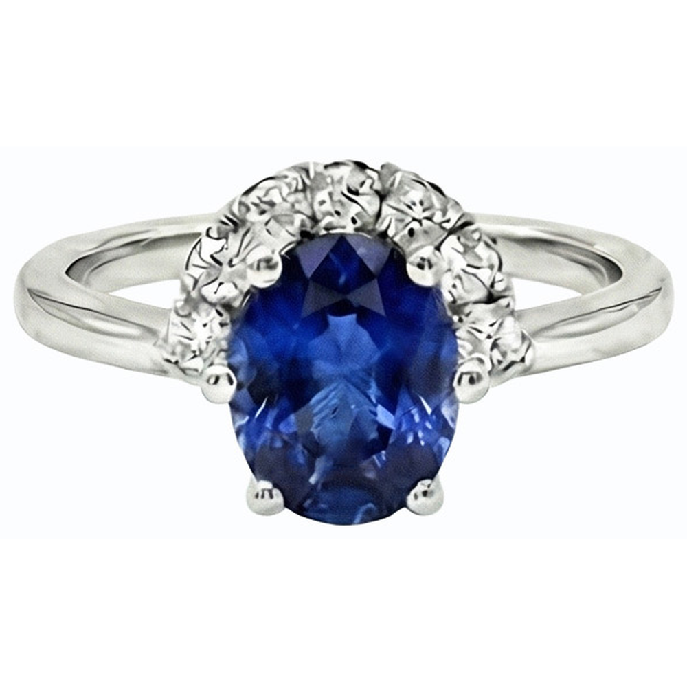 naturel oval saphir 2.50carats bague vue de profil
