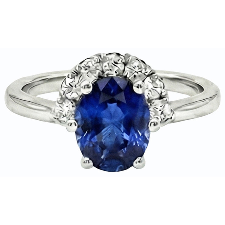 naturel oval saphir 2.50carats bague vue de profil