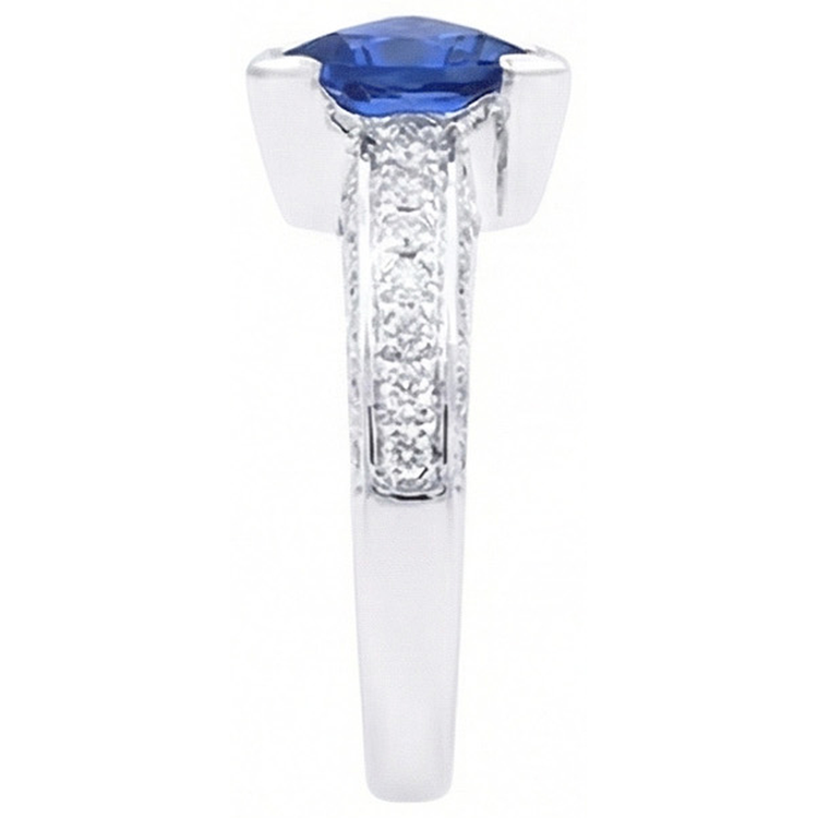 Bijoux en pierres précieuses Bague saphir trillion 3 carats avec diamants ronds