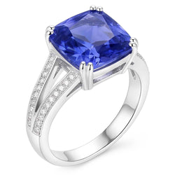 Bijoux en pierres précieuses Coussin Bague en saphir 4 carats Bijoux à tige fendue