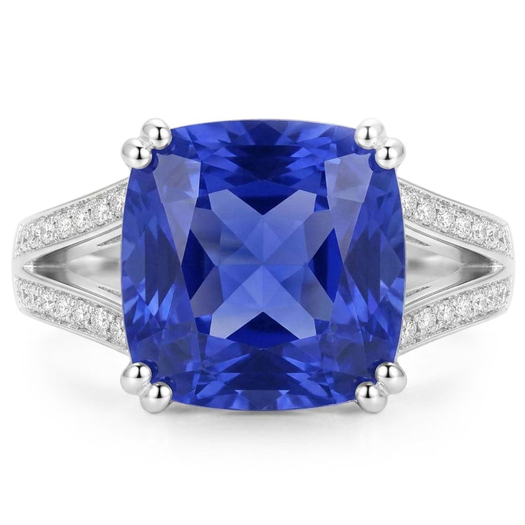 Bijoux en pierres précieuses Coussin Bague en saphir 4 carats Bijoux à tige fendue