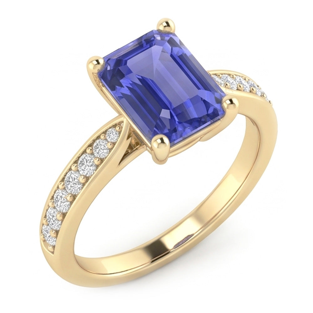 Bijoux en pierres précieuses pour femmes Bague en saphir bleu avec diamants accentués 3 carats