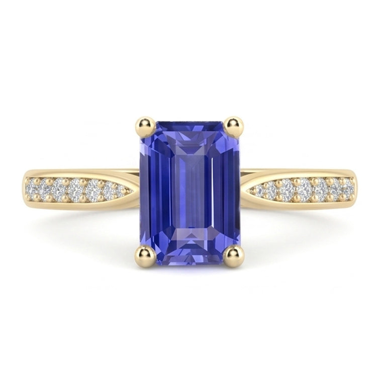 Bijoux en pierres précieuses pour femmes Bague en saphir bleu avec diamants accentués 3 carats