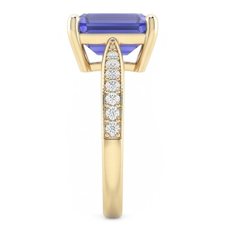 Bijoux en pierres précieuses pour femmes Bague en saphir bleu avec diamants accentués 3 carats