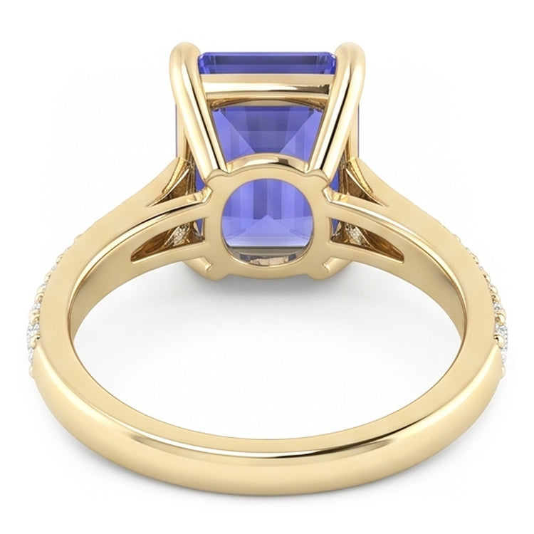 Bijoux en pierres précieuses pour femmes Bague en saphir bleu avec diamants accentués 3 carats