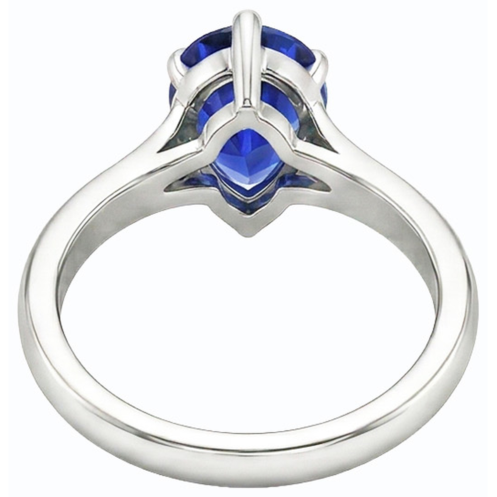 naturel pear saphir 2carats bague angle de côté