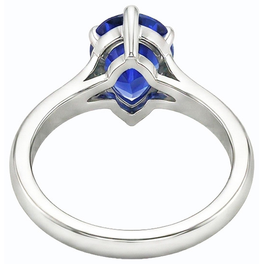 naturel pear saphir 2carats bague angle de côté