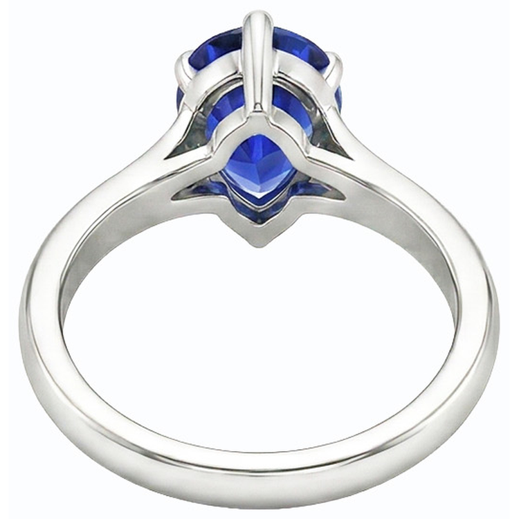 naturel pear saphir 2carats bague angle de côté