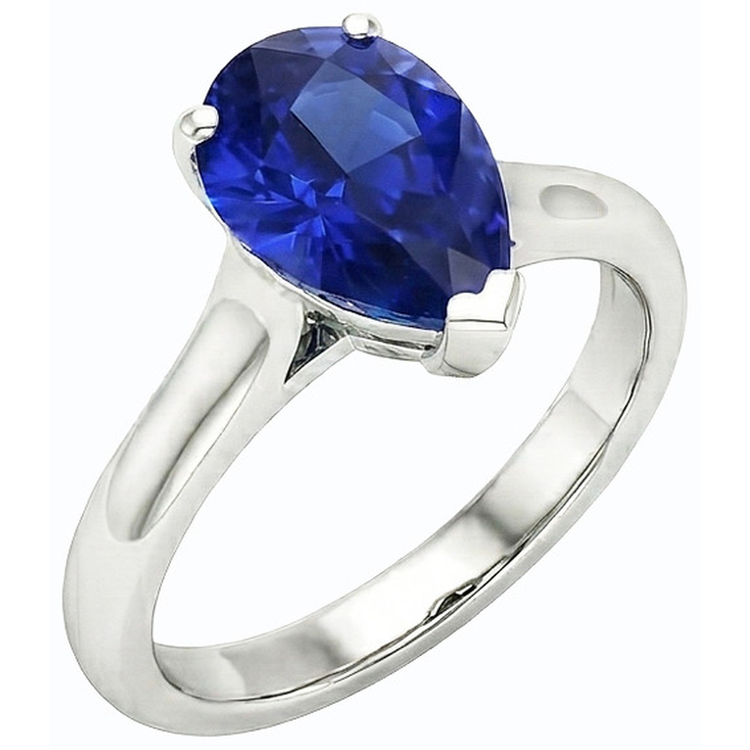 naturel pear saphir 2carats bague détail rapproché