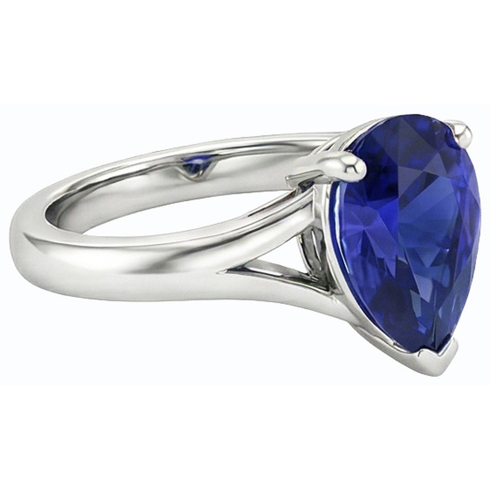 naturel pear saphir 2carats bague sur blanc