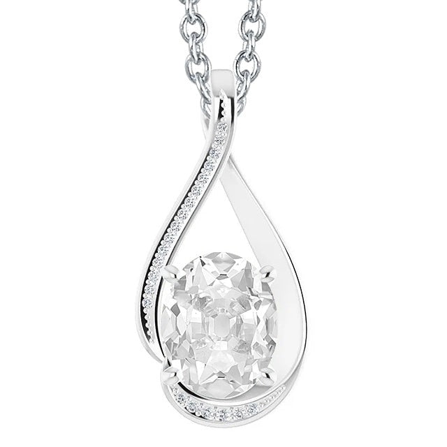 Bijoux pour dames Pendentif rond et ovale Vieux mineur Réel Diamond Slide 5 Carats