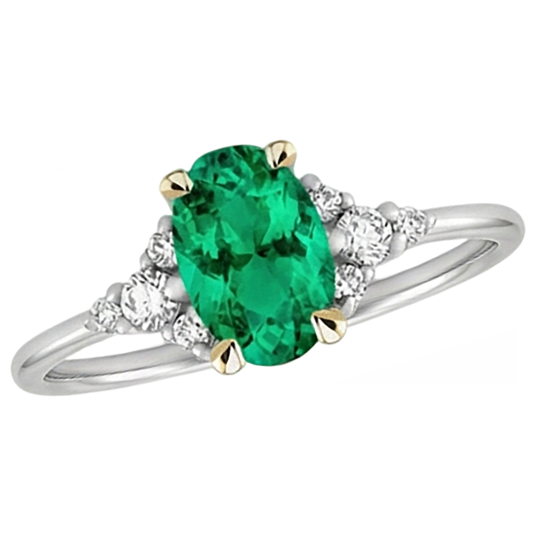 Émeraude Fine Bague avec Gemme – vue de côté
