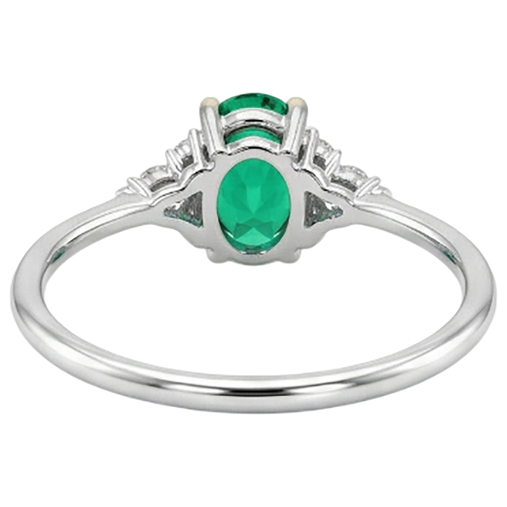 Émeraude Fine Ovale Bague avec Gemme en Or Deux Tons 14 Carats – vue arrière