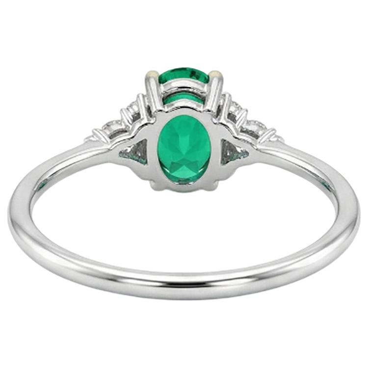 Émeraude Fine Ovale Bague avec Gemme en Or Deux Tons 14 Carats – vue arrière