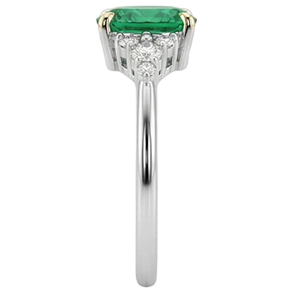 Émeraude Fine Bague avec Gemme 2 carats Or Deux Tons 14 Carats – vue de dessus