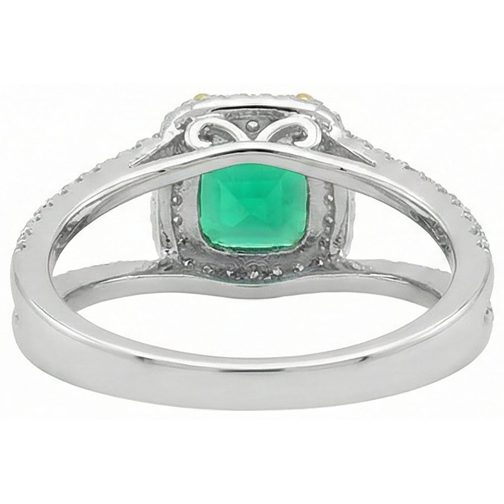 Émeraude Colombienne Bague Pierre Précieuse 2,50 carats Or 14K Bicolore – vue de dessus