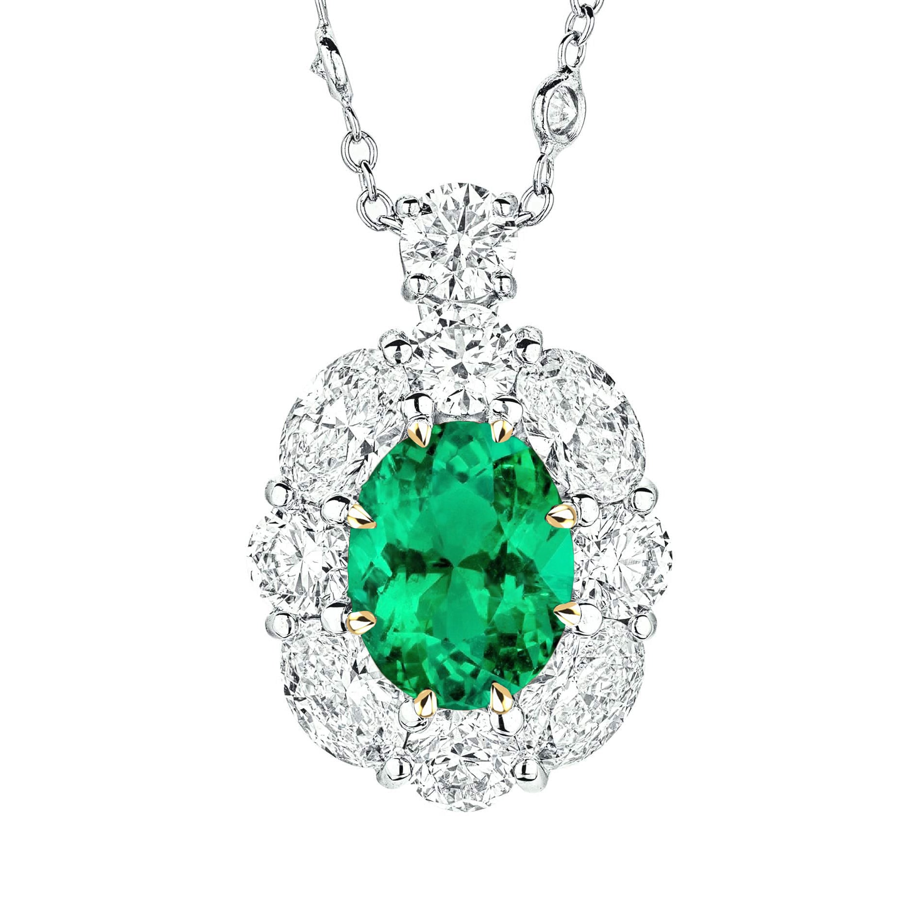Ovale Émeraude Colombienne bague en Or Bicolore 14 Carats – vue principale