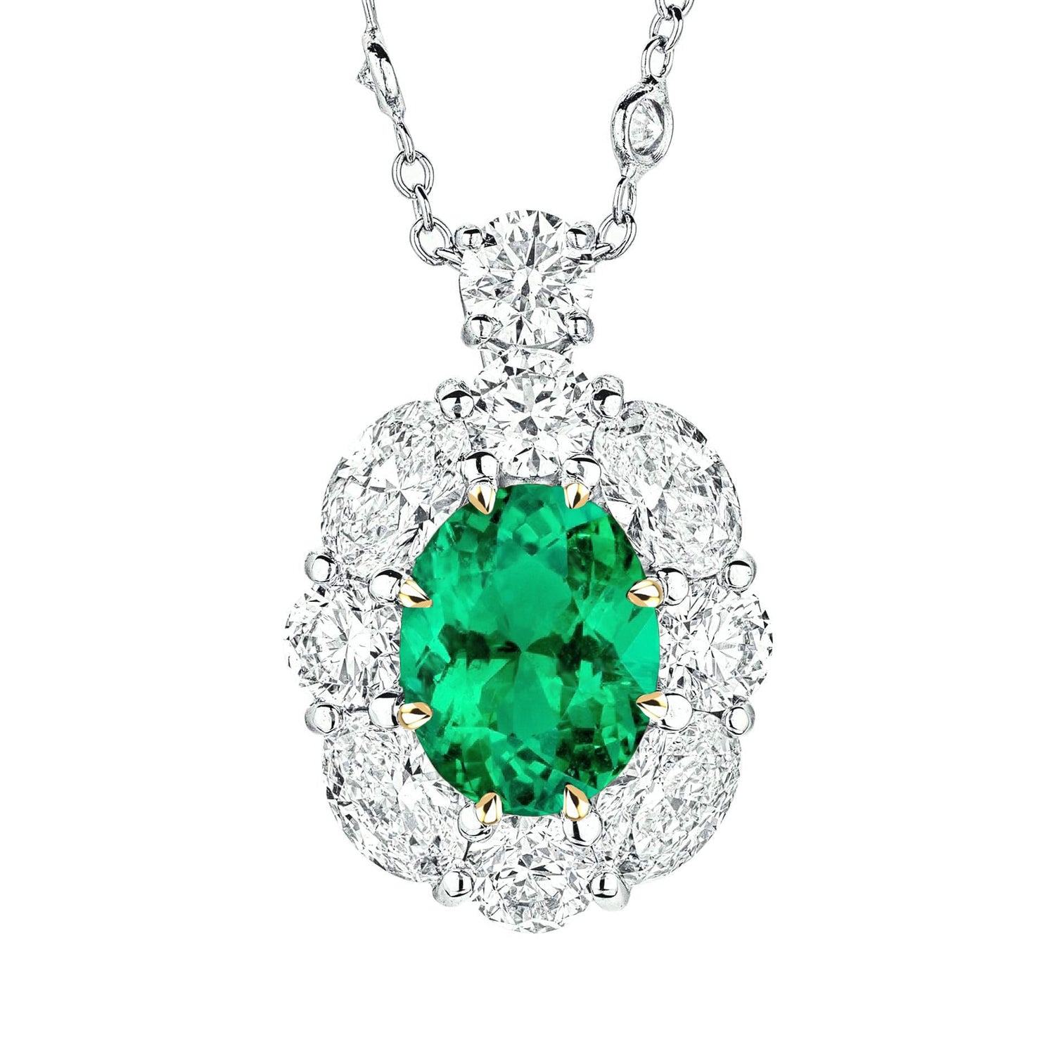 Ovale Émeraude Colombienne bague en Or Bicolore 14 Carats – vue principale