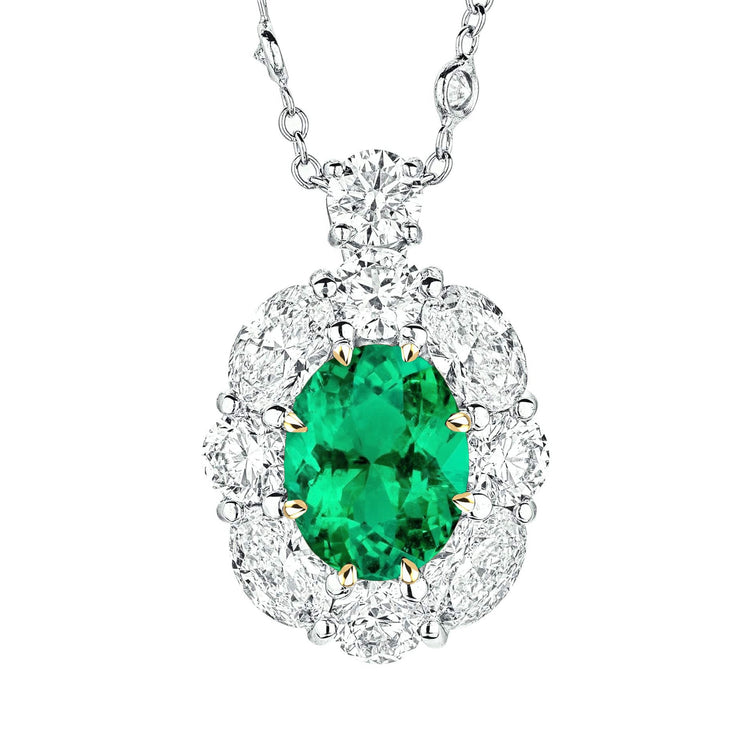 Ovale Émeraude Colombienne bague en Or Bicolore 14 Carats – vue principale