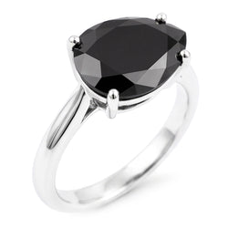 Bague solitaire taille poire en diamant noir véritable 5 carats avec anneau fil de couteau en Or Blanc 14 carats